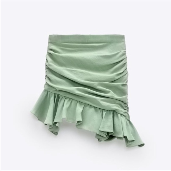 Zara drapped mini skirt sea green blogger favorite - Picture 2 of 9